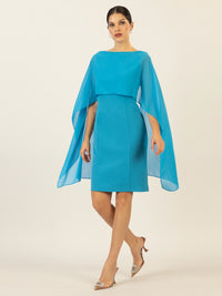 APART Kleid mit Chiffonstola aus einer leicht strukturierten Ware und angearbeitetem Cape | türkis
