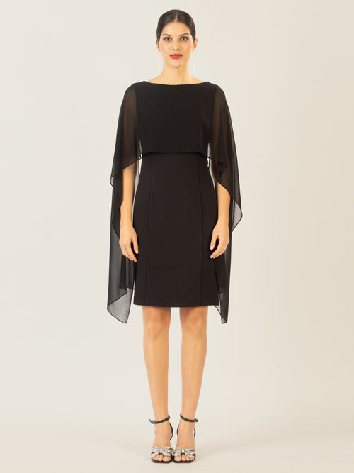 APART Kleid mit Chiffonstola aus einer leicht strukturierten Ware und angearbeitetem Cape | schwarz image 1