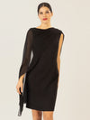 APART Kleid mit Chiffonstola aus einer leicht strukturierten Ware und angearbeitetem Cape | schwarz