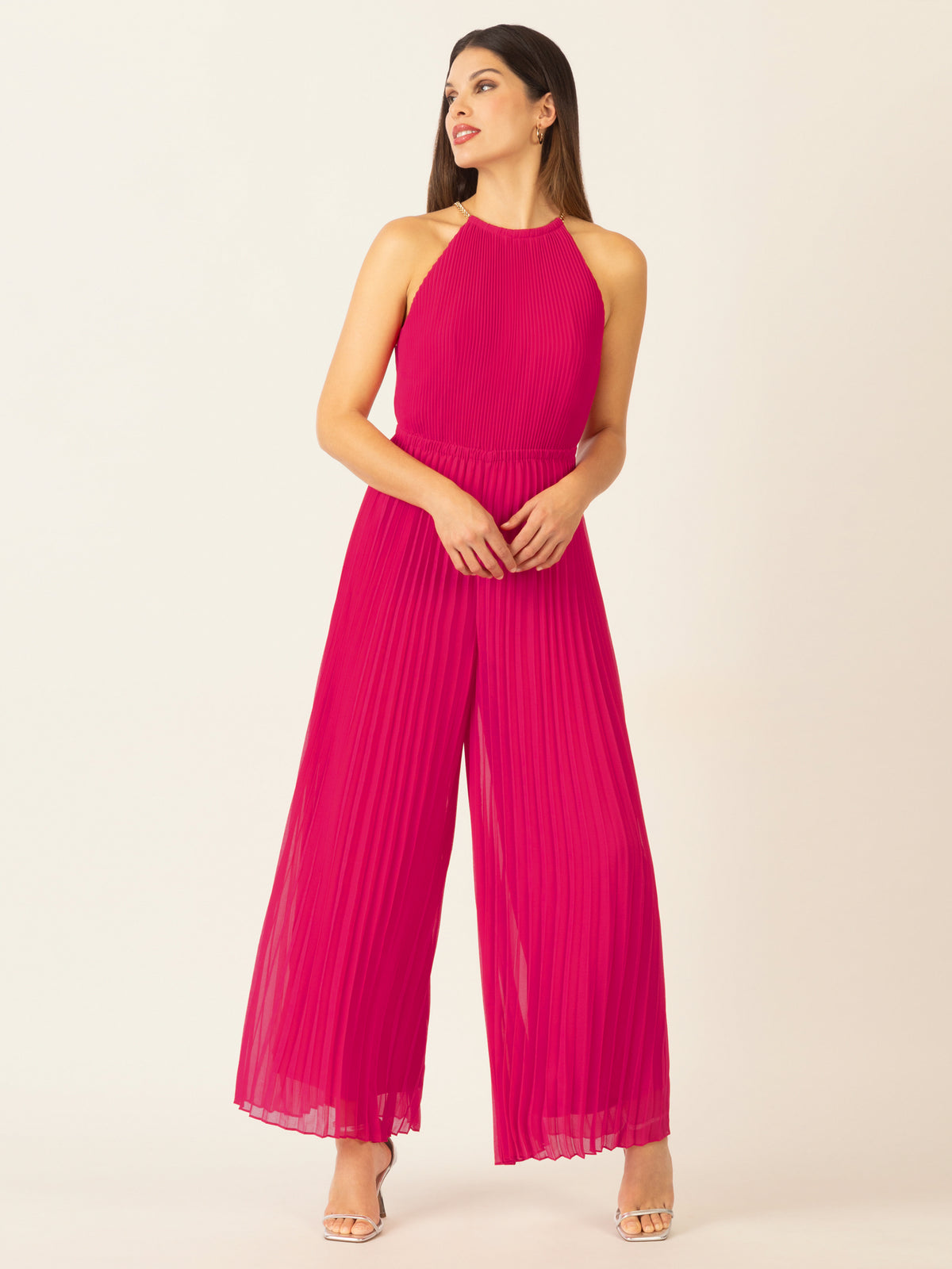 APART Plisseeoverall im Neckholder-Stil | pink