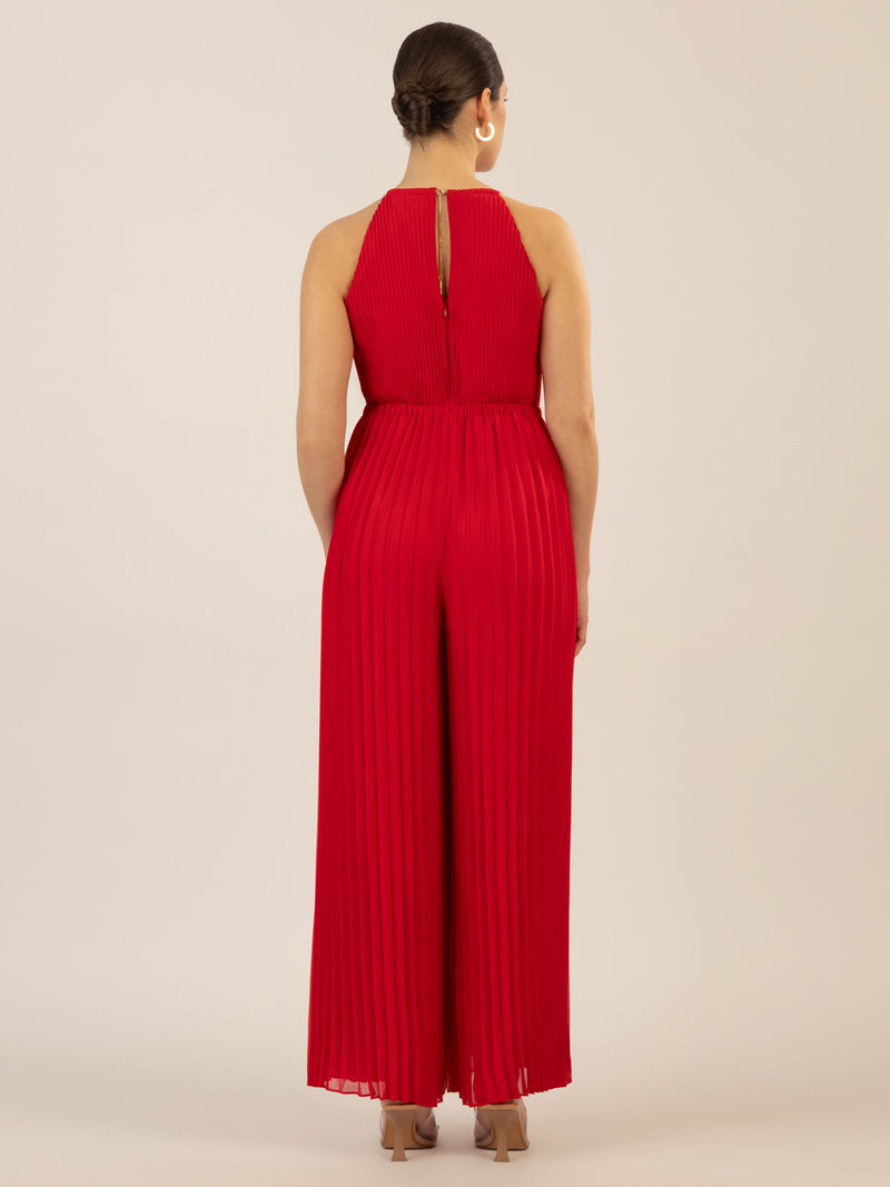 APART Plisseeoverall im Neckholder-Stil | rot