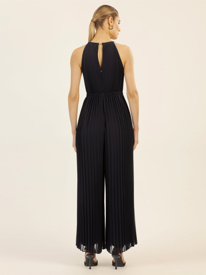 APART Plisseeoverall im Neckholder-Stil | nachtblau