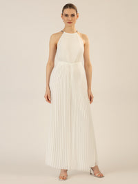 APART Plisseeoverall im Neckholder-Stil | creme