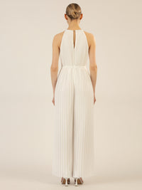 APART Plisseeoverall im Neckholder-Stil | creme