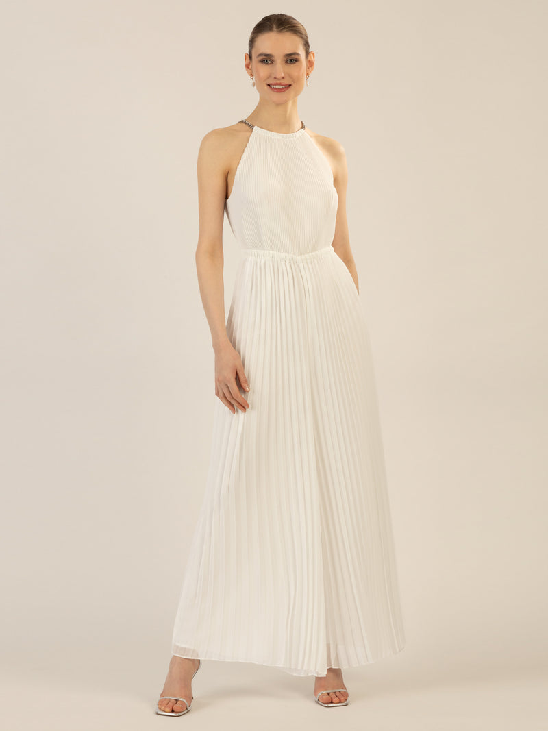APART Plisseeoverall im Neckholder-Stil | creme