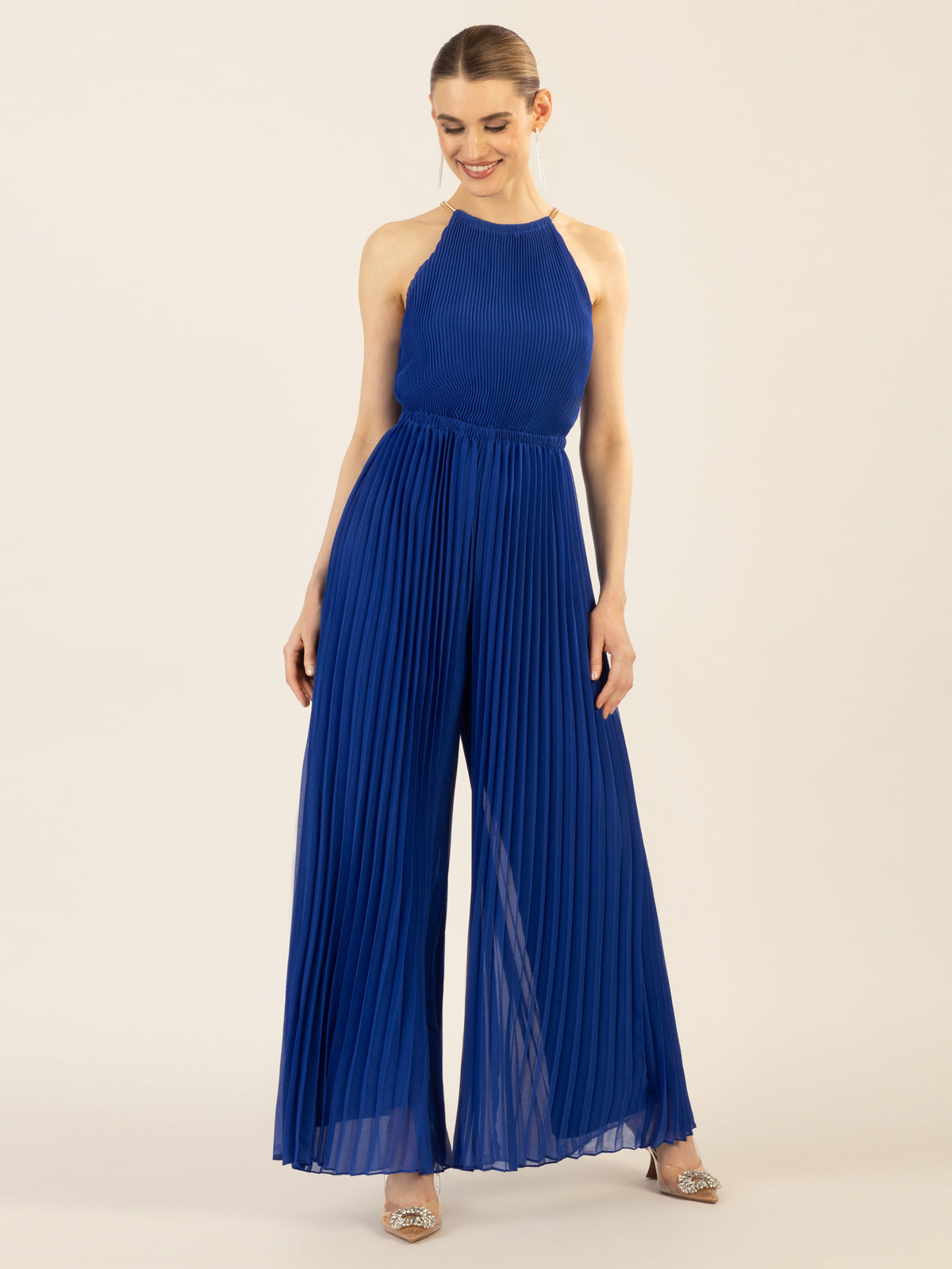 APART Plisseeoverall im Neckholder-Stil | royalblau