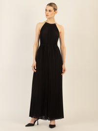 APART Plisseeoverall im Neckholder-Stil | schwarz
