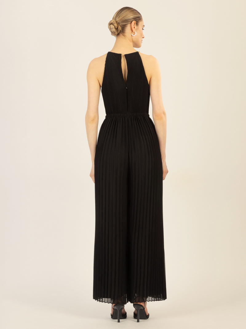 APART Plisseeoverall im Neckholder-Stil | schwarz