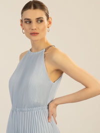 APART Plisseeoverall im Neckholder-Stil | hellblau