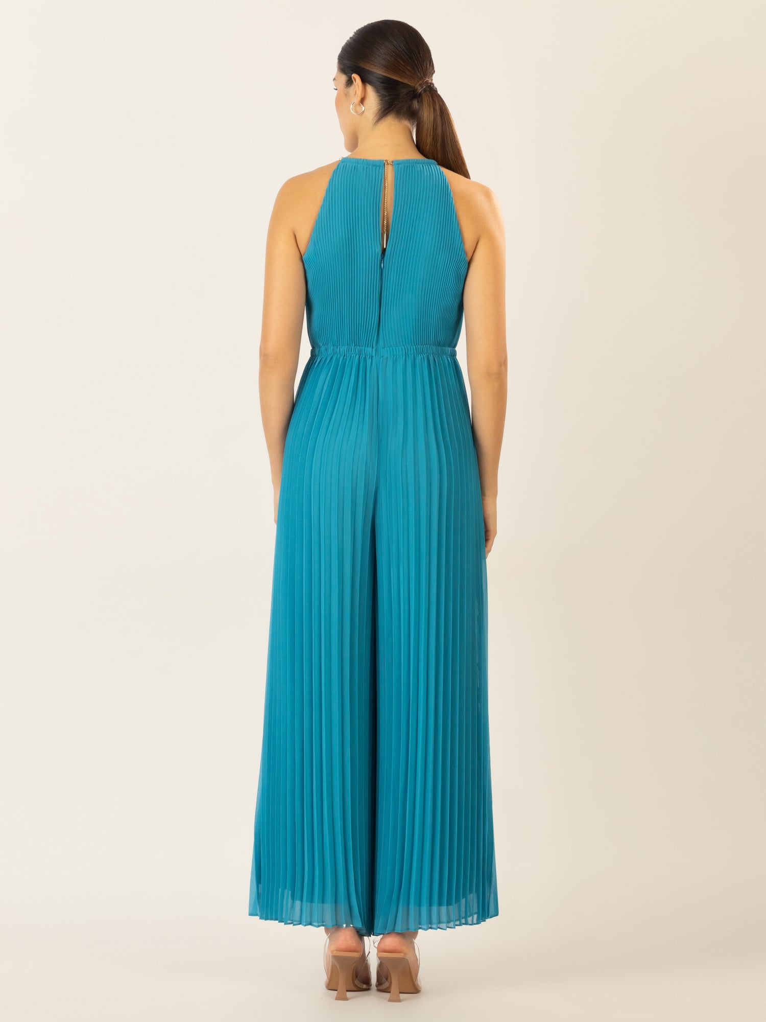 APART Plisseeoverall im Neckholder-Stil | türkis