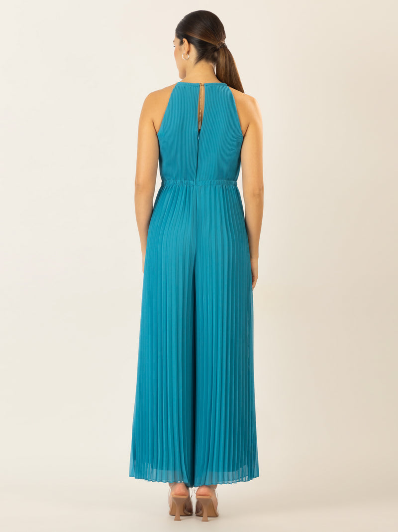 APART Plisseeoverall im Neckholder-Stil | türkis