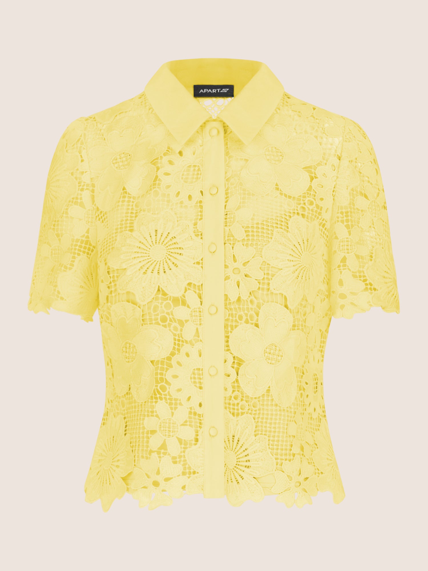 APART Spitzenbluse aus plastischer Blüten-Spitze mit Spaghetti-Untertop | vanille