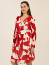 APART Kleid mit allover Druck und Plissee-Falten | rot-creme