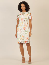 APART Spitzenkleid aus Spitze, allover bedruckt | creme-multicolor