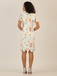 APART Spitzenkleid aus Spitze, allover bedruckt | creme-multicolor
