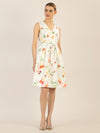 APART bedrucktes Satinkleid aus matt glänzendem Satin mit allover Flower-Print | creme-multicolor