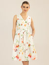 APART bedrucktes Satinkleid aus matt glänzendem Satin mit allover Flower-Print | creme-multicolor