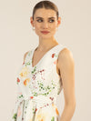 APART bedrucktes Satinkleid aus matt glänzendem Satin mit allover Flower-Print | creme-multicolor