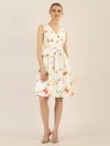 APART bedrucktes Satinkleid aus matt glänzendem Satin mit allover Flower-Print | creme-multicolor