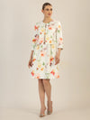 APART bedruckter Satinblazer aus mattglänzendem Satin mit allover Blumen Druck | creme-multicolor