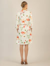 APART bedruckter Satinblazer aus mattglänzendem Satin mit allover Blumen Druck | creme-multicolor