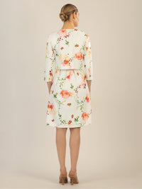 APART bedruckter Satinblazer aus mattglänzendem Satin mit allover Blumen Druck | creme-multicolor