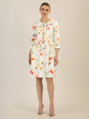 APART bedruckter Satinblazer aus mattglänzendem Satin mit allover Blumen Druck | creme-multicolor