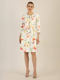 APART bedruckter Satinblazer aus mattglänzendem Satin mit allover Blumen Druck | creme-multicolor