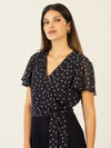 APART Overall mit Dots-Druck und Plisseefalten | nachtblau-creme