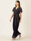 APART Overall mit Dots-Druck und Plisseefalten | nachtblau-creme