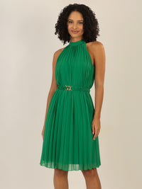 APART kurzes Plisseekleid aus leicht körnigem und plissierten Chiffon | grün