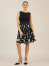 APART Cocktailkleid im Materialmix aus Spitze und allover bedrucktem Chiffon | nachtblau-multicolor
