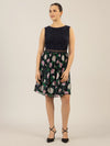 APART Cocktailkleid im Materialmix aus Spitze und allover bedrucktem Chiffon | nachtblau-multicolor