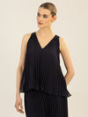 APART Plisseetop aus plissierten Chiffon | nachtblau