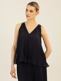 APART Plisseetop aus plissierten Chiffon | nachtblau