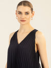 APART Plisseetop aus plissierten Chiffon | nachtblau
