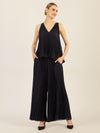 APART Plisseetop aus plissierten Chiffon | nachtblau
