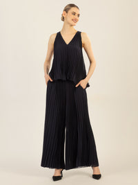 APART Plisseetop aus plissierten Chiffon | nachtblau