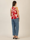 APART Plisseetop aus plissierten Chiffon, allover bedruckt | rot-creme