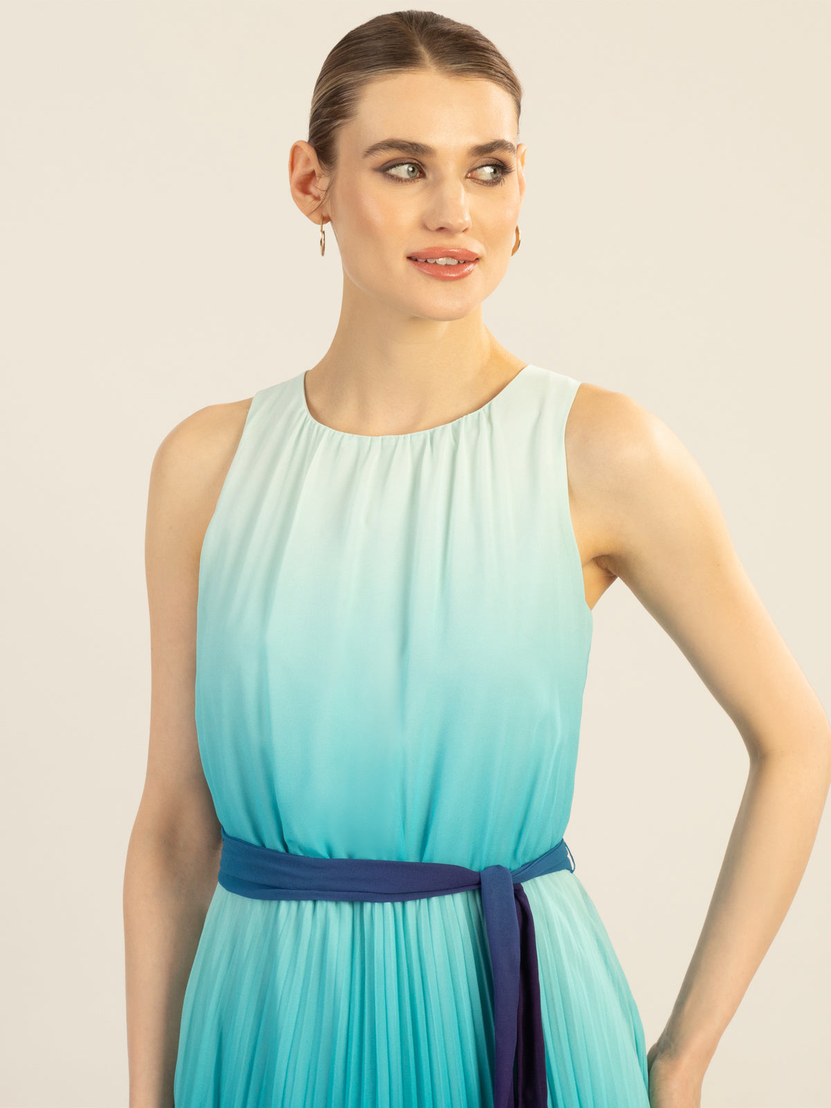 APART One-Shoulder Chiffonkleid mit Farbverlauf | türkis-multicolor