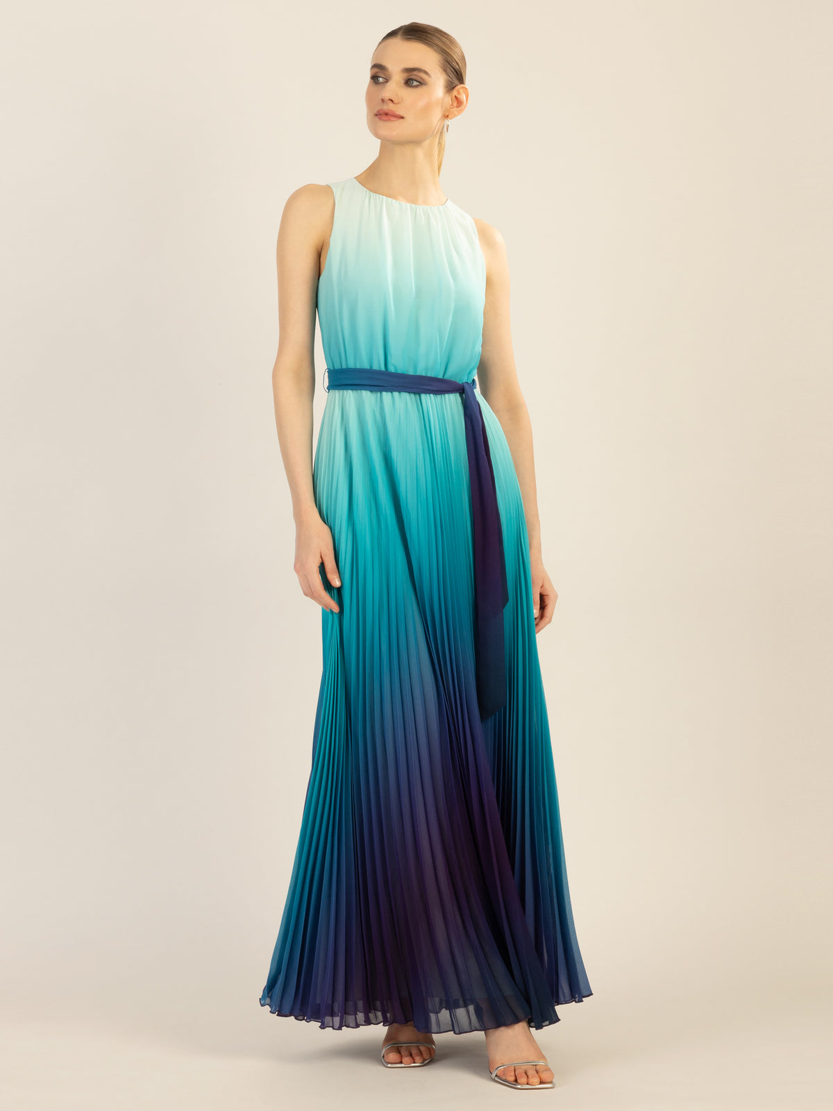 APART One-Shoulder Chiffonkleid mit Farbverlauf | türkis-multicolor