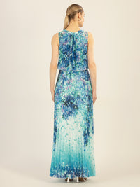 APART bedrucktes Abendkleid mit allover Blumendruck | türkis-multicolor