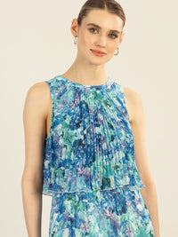 APART bedrucktes Abendkleid mit allover Blumendruck | türkis-multicolor