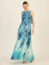 APART bedrucktes Abendkleid mit allover Blumendruck | türkis-multicolor