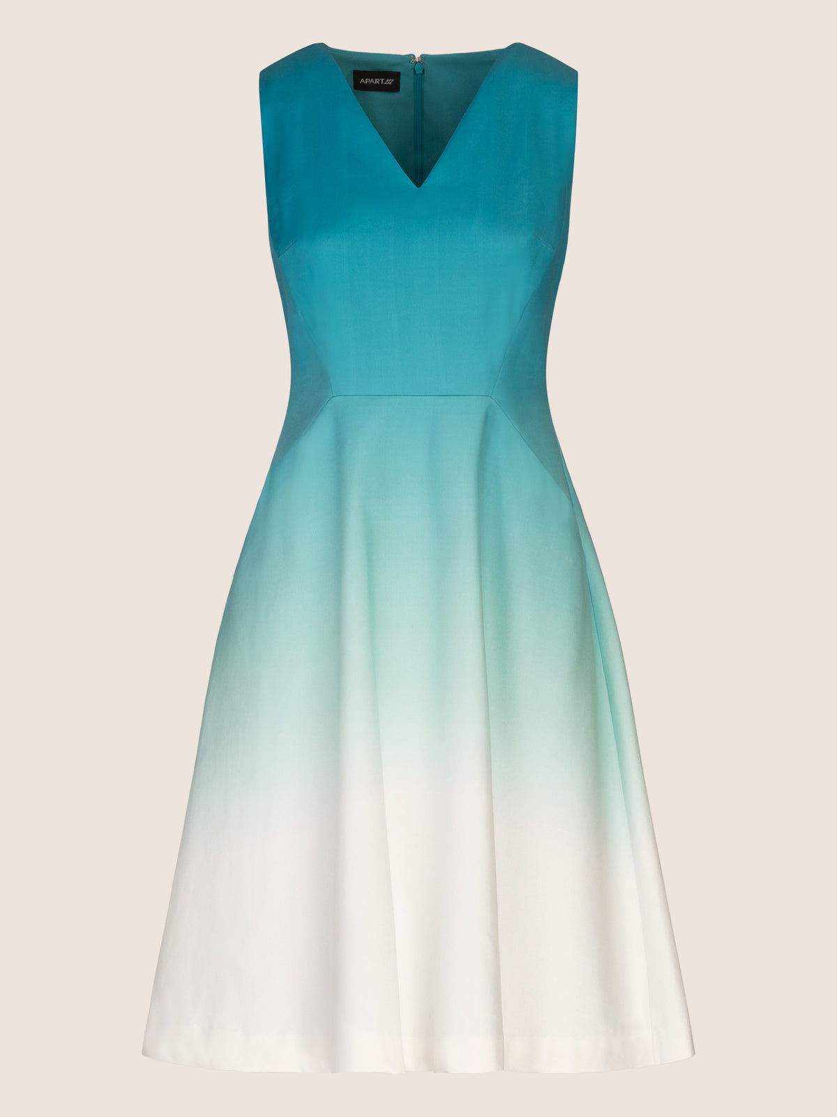 APART kurzes Satinkleid aus mattschimmerndem Satin mit Dip-Dye Effekt | türkis-creme