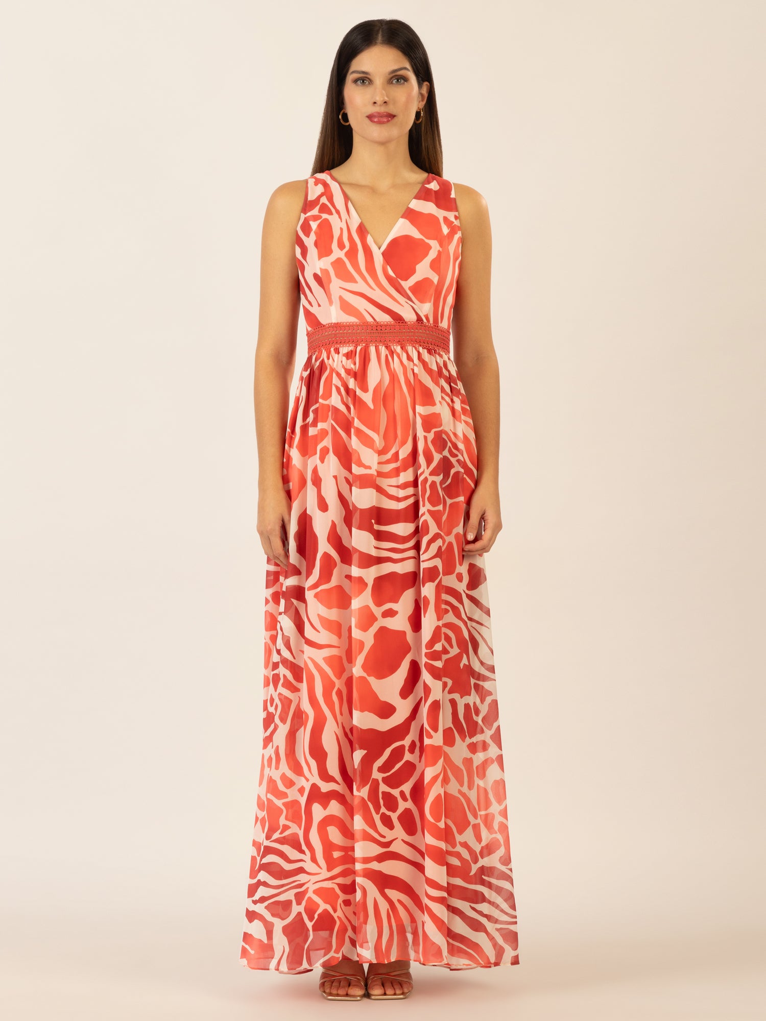 APART Abendkleid mit All-Over-Druckdesign | koralle-creme