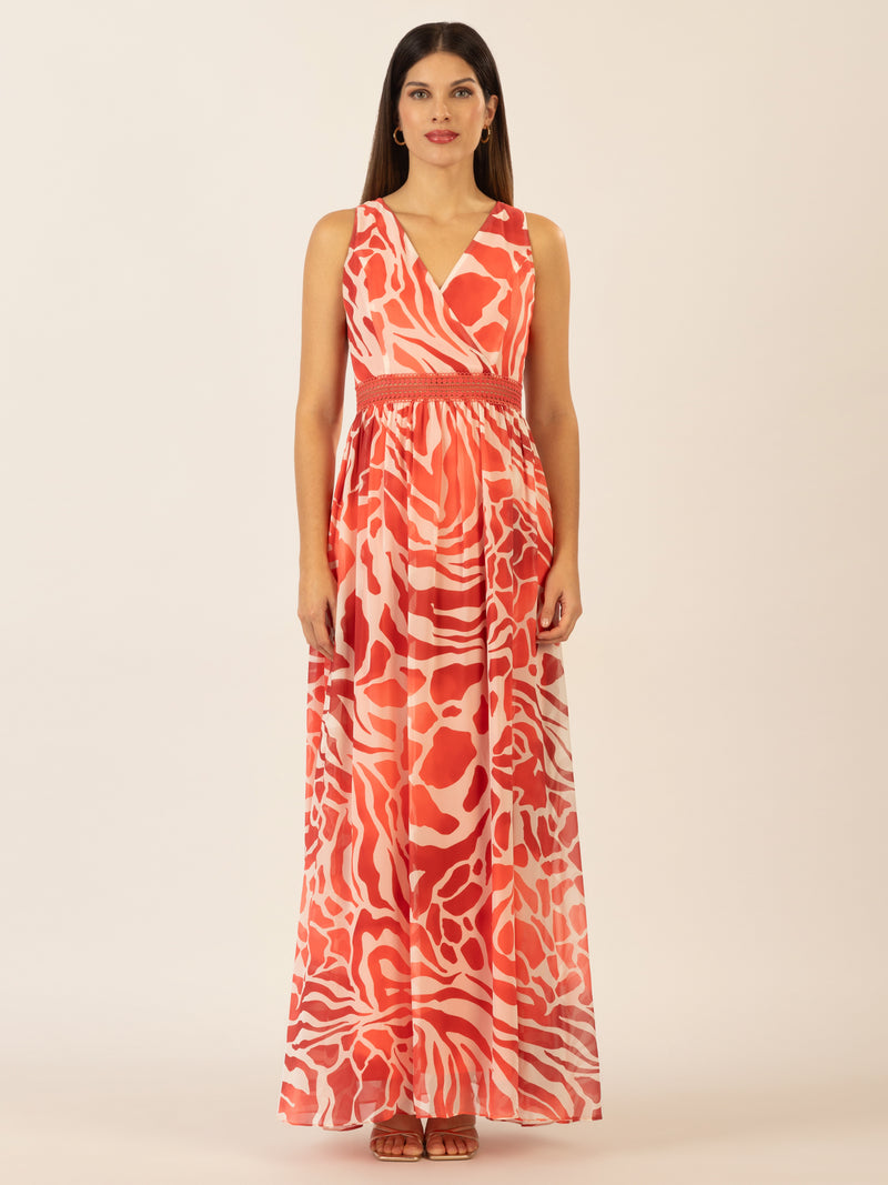 APART Abendkleid mit All-Over-Druckdesign | koralle-creme