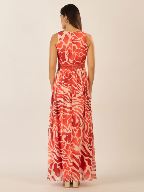 APART Abendkleid mit All-Over-Druckdesign | koralle-creme image 1