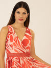 APART Abendkleid mit All-Over-Druckdesign | koralle-creme