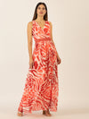 APART Abendkleid mit All-Over-Druckdesign | koralle-creme